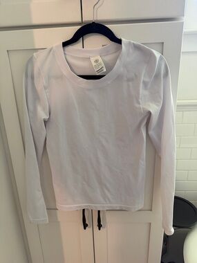 Athleta White Long Sleeve Ribbed Tee